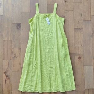 Eileen Fisher Nwt Organic Linen Full Length Honeydew Green Dress